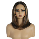 Brown Short Bob Layered 6x4 Wear And Go Synthetic Lace Wigs