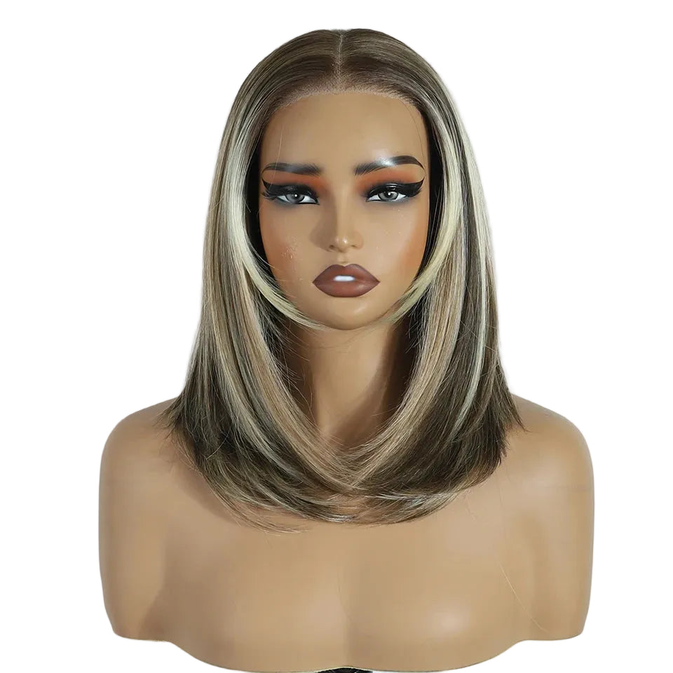 Gray Short Bob Layered 6x4 Wear And Go Synthetic Lace Wigs