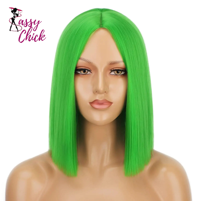 Short Bob Straight Colored Synthetic Party Wig Sassy Chick Logo