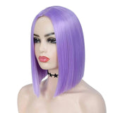 Purple Short Bob Straight Colored Synthetic Party Wig