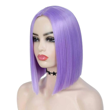 Purple Short Bob Straight Colored Synthetic Party Wig