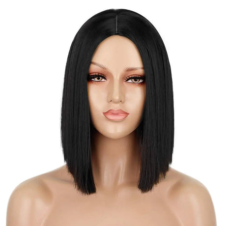 Black Short Bob Straight Colored Synthetic Party Wig