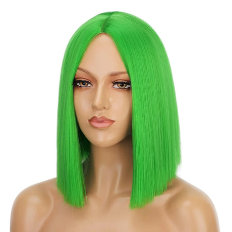 Green Short Bob Straight Colored Synthetic Party Wig