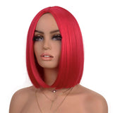 Red Short Bob Straight Colored Synthetic Party Wig