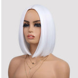 White Short Bob Straight Colored Synthetic Party Wig