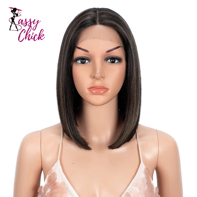 Short Bob Straight Ombre Synthetic Lace Wig Sassy Chick Logo