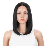 Black Short Bob Straight Ombre Synthetic Lace Wig