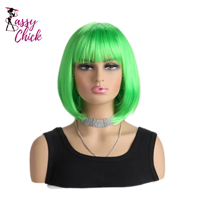 Short Bob with Bangs Heat Resistant Wig Sassy Chick Logo
