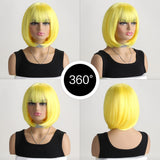 Yellow Short Bob with Bangs Heat Resistant Wig