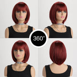 Light Brown Short Bob with Bangs Heat Resistant Wig