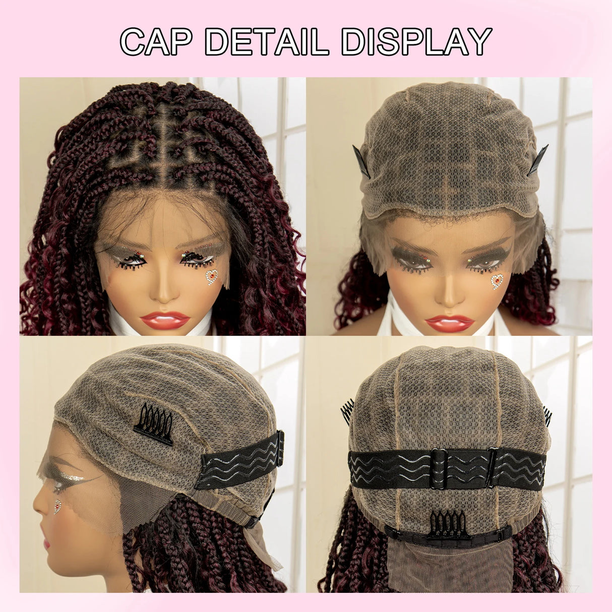 Short Burgundy Box Braided Wig 14 Inches cap size