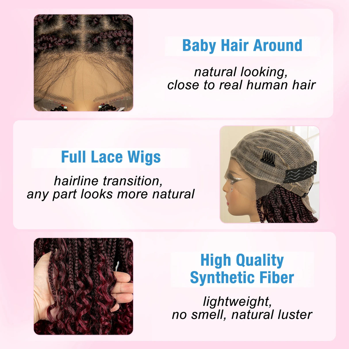 Short Burgundy Box Braided Wig 14 Inches details