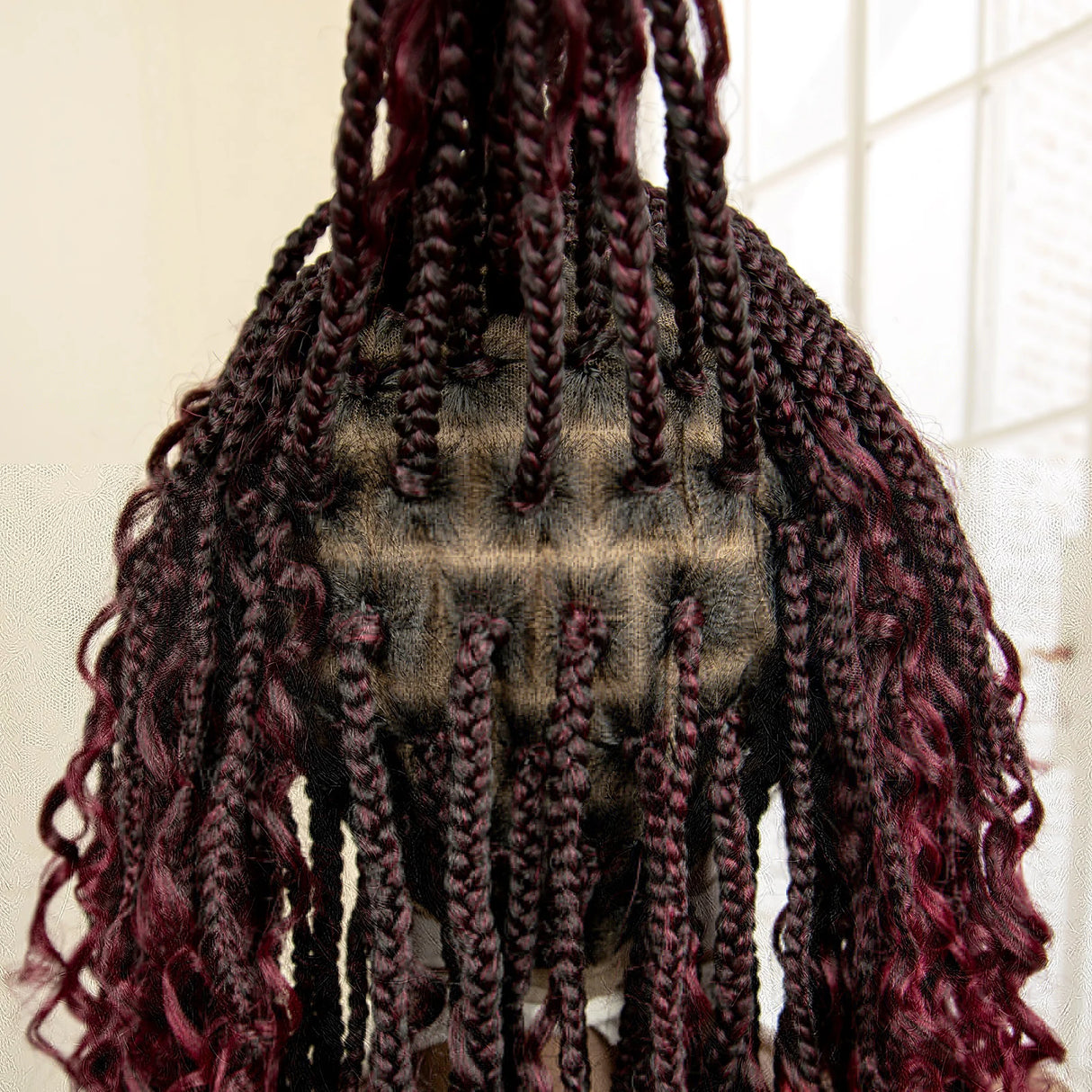 Short Burgundy Box Braided Wig 14 Inches back
