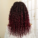 Short Burgundy Box Braided Wig 14 Inches back red