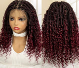 Short Burgundy Box Braided Wig 14 Inches red
