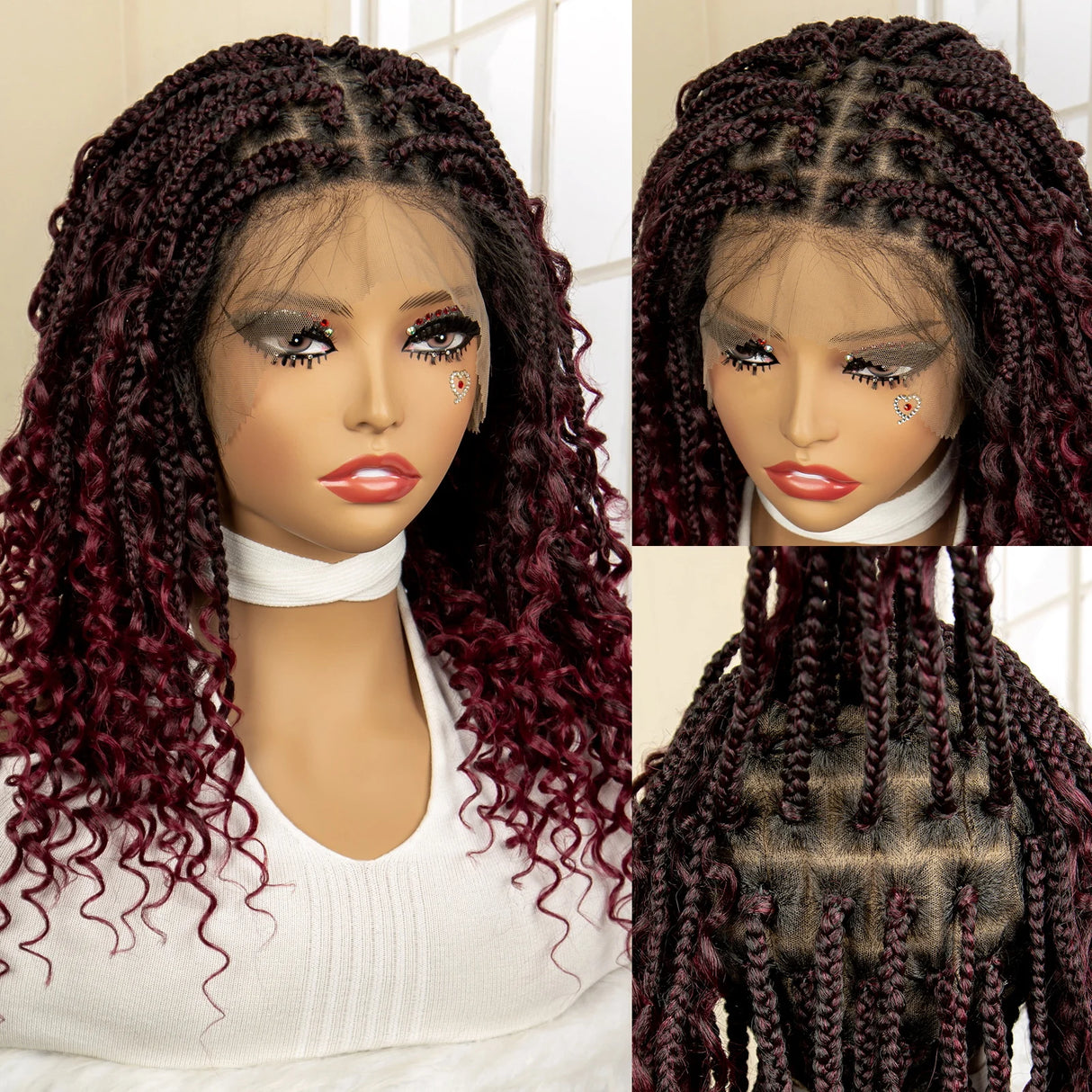 Short Burgundy Box Braided Wig 14 Inches red