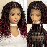 Short Burgundy Box Braided Wig 14 Inches red