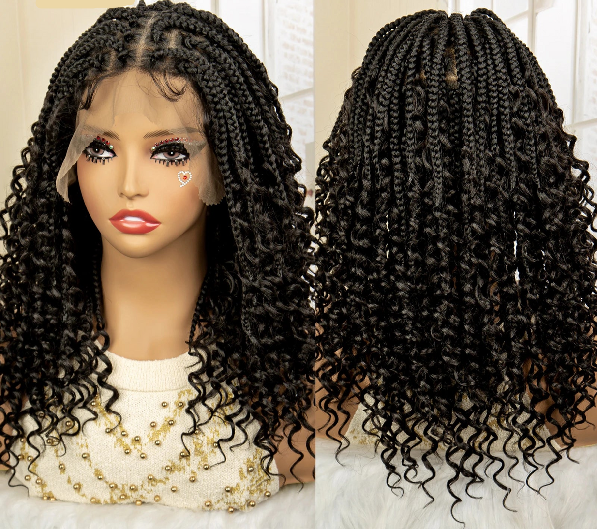 Short Burgundy Box Braided Wig 14 Inches black