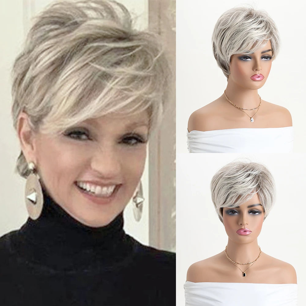 Short Curly 10 inches Gold Natural Synthetic Wig