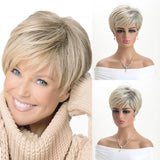 Short Curly 10 inches Gold Natural Synthetic Wig