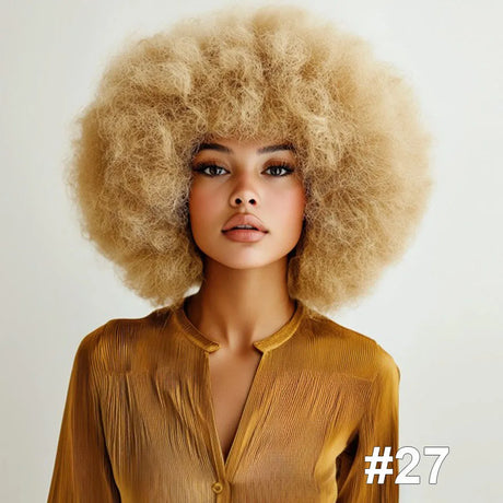 Blonde Short Curly Afro Wigs Premium Synthetic Wig