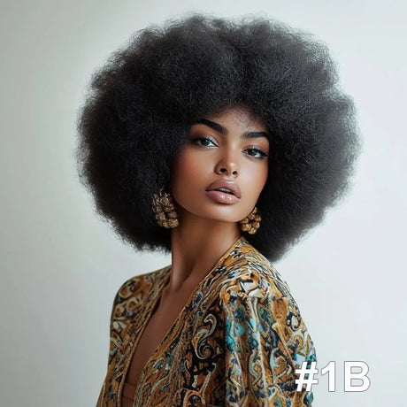 Black Short Curly Afro Wigs Premium Synthetic Wig