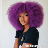 Purple Short Curly Afro Wigs Premium Synthetic Wig