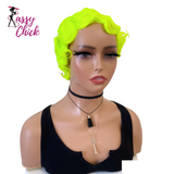 Short Curly Finger Wave Synthetic Cosplay Halloween Wig Sassy Chick Logo