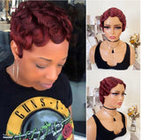 Red Short Curly Finger Wave Synthetic Cosplay Halloween Wig