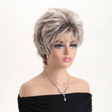 Short Curly Light Gold Mixed With Brown Synthetic Wigs