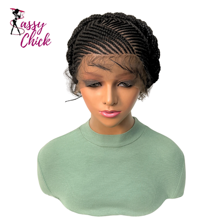 Short Cute Cornrow Braids Full Lace Handmade Synthetic Wig Sassy Chick  Logo