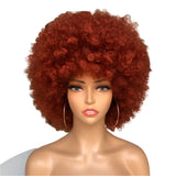 Short Hair Afro Kinky Curly Wig With Bangs red