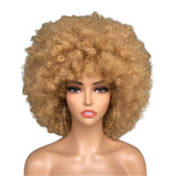 Short Hair Afro Kinky Curly Wig With Bangs ash brown