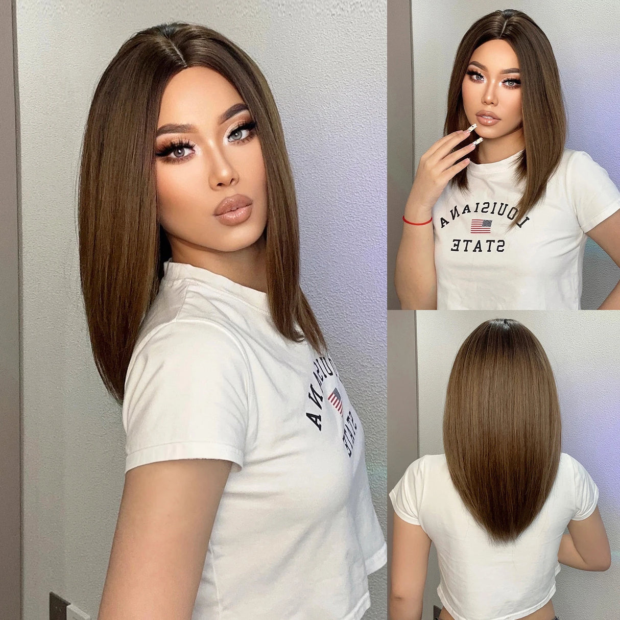 Short Shoulder Length Layered Natural Hairline Synthetic Wig