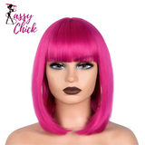 Short Straight Bob With Bangs Synthetic Wig Sassy Chick Logo