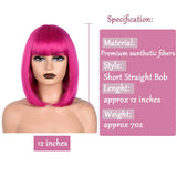 Short Straight Bob With Bangs Synthetic Wig