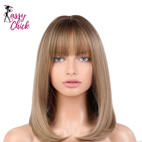 Short Straight Bob with Bangs Synthetic Hair Wigs Sassy Chick Logo