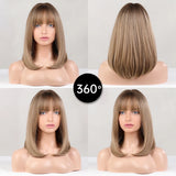 Short Straight Bob with Bangs Synthetic Hair Wigs