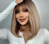 Short Straight Bob with Bangs Synthetic Hair Wigs