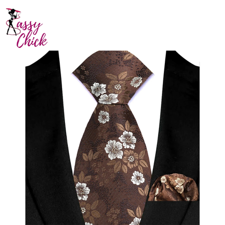 Silk Polyester 8cm Pocket Square Necktie Set Sassy Chick Logo