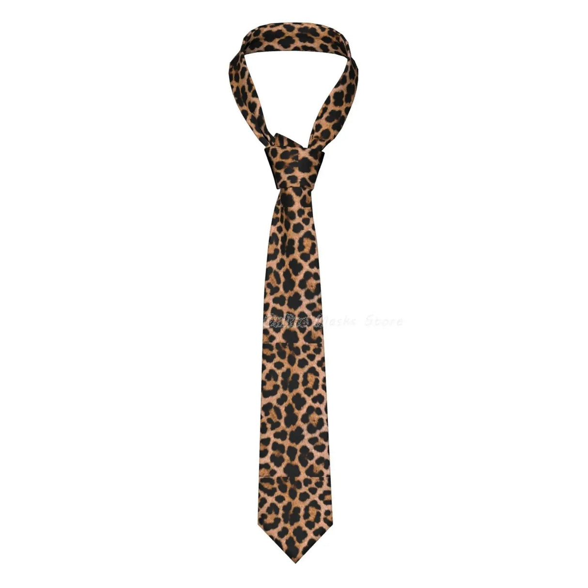 Silk Polyester Tiger King Neck Tie for Men brown