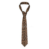 Silk Polyester Tiger King Neck Tie for Men brown