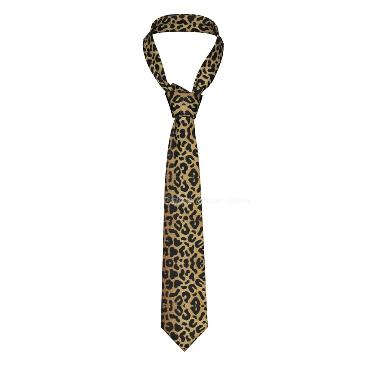 Silk Polyester Tiger King Neck Tie for Men brown