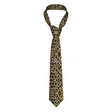Silk Polyester Tiger King Neck Tie for Men brown