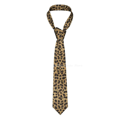 Silk Polyester Tiger King Neck Tie for Men brown