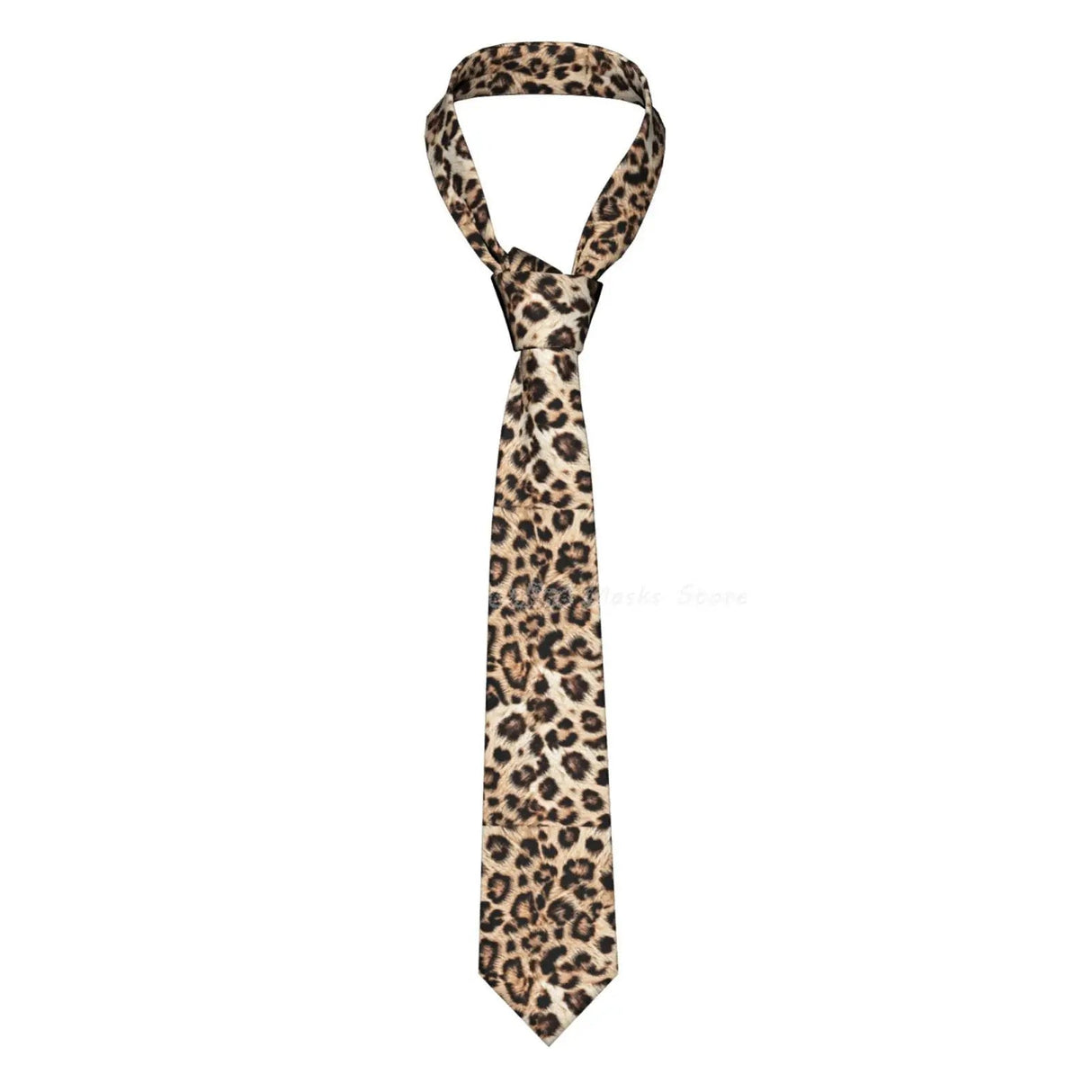 Silk Polyester Tiger King Neck Tie for Men brown