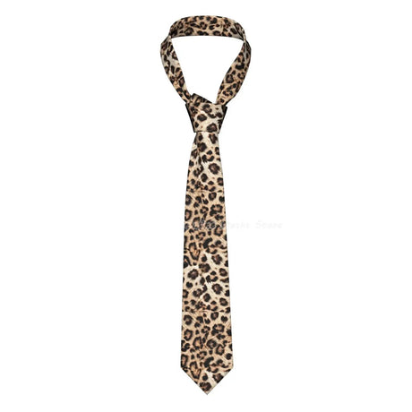 Silk Polyester Tiger King Neck Tie for Men brown