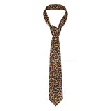 Silk Polyester Tiger King Neck Tie for Men brown