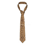 Silk Polyester Tiger King Neck Tie for Men brown