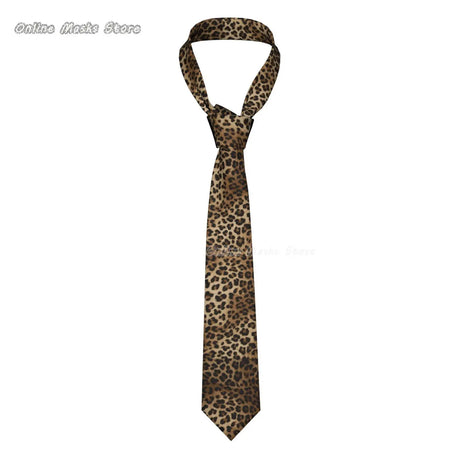 Silk Polyester Tiger King Neck Tie for Men brown